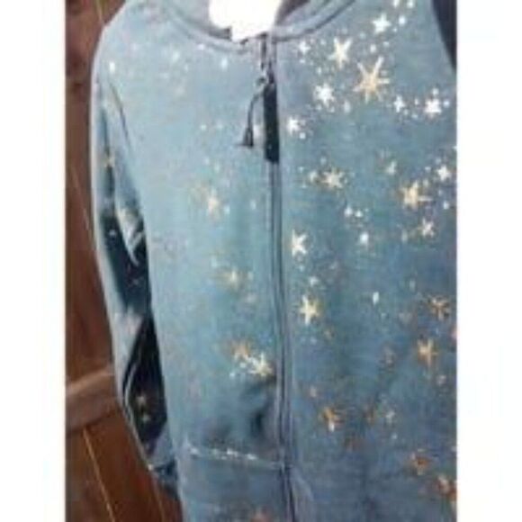 Plus XXL 18 Kids Teal Blue Kids Hooded Zip Jacket Gold Stars by Cat & Jack - Picture 8 of 11